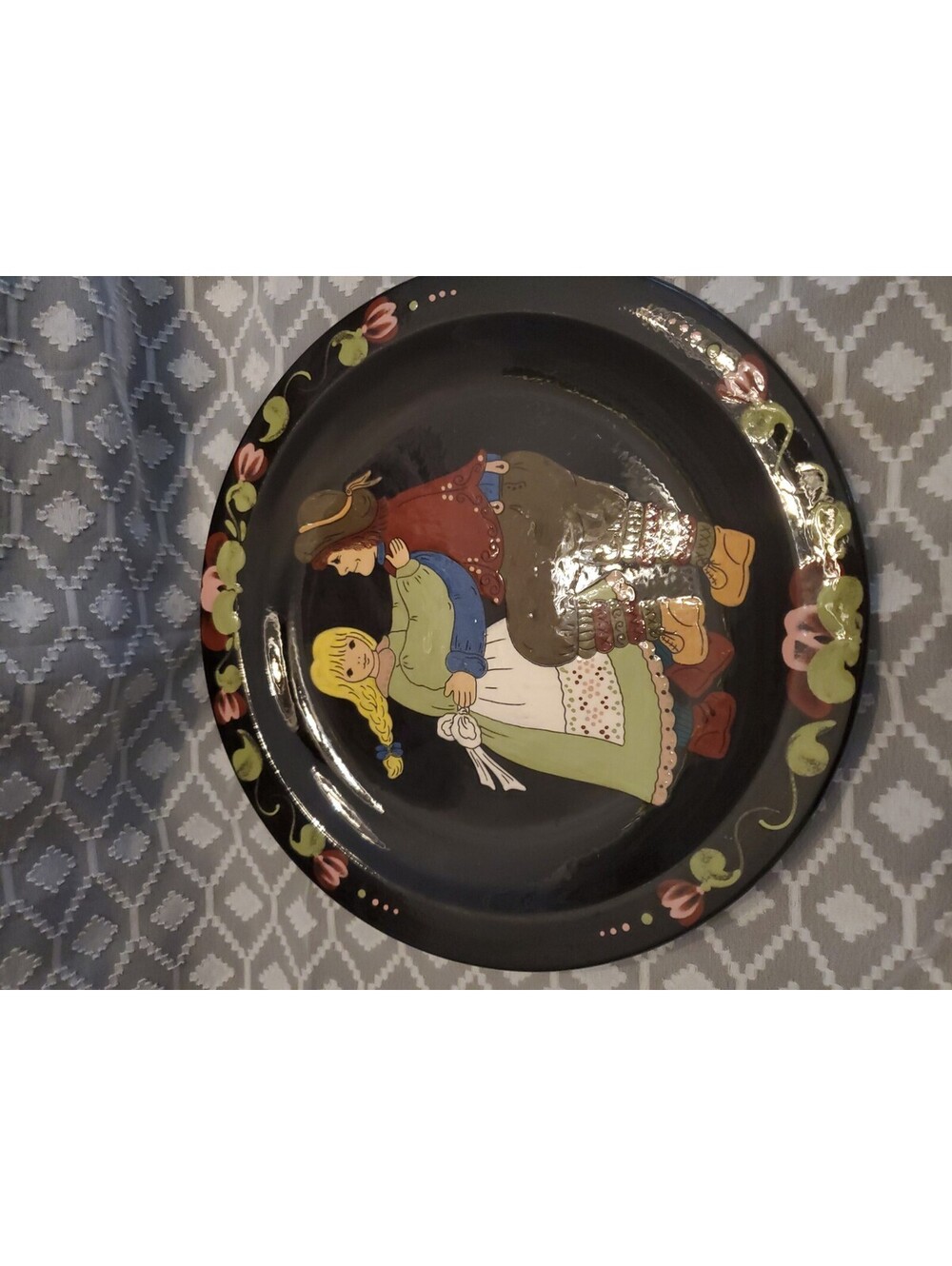 Vtg Swiss Folk Art Plate